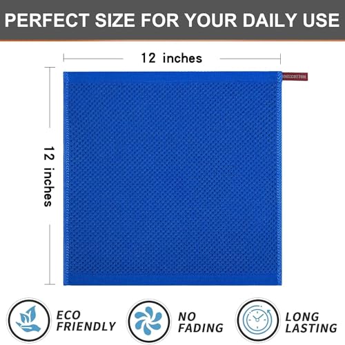 Image of 100% Cotton Kitchen Dish Cloths, 6 Pack Waffle Weave Ultra Soft Absorbent Dish Towels for Drying Dishes Quick Drying Kitchen Towels Dish Rags, 13.4 X 13.4 Inches (Light Blue, Pack of 6)