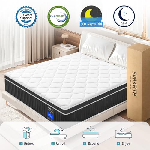 12 Inch Queen Size Hybrid Gel Memory Foam Mattress with Motion Isolation & Strong Edge Support - Medium Firm