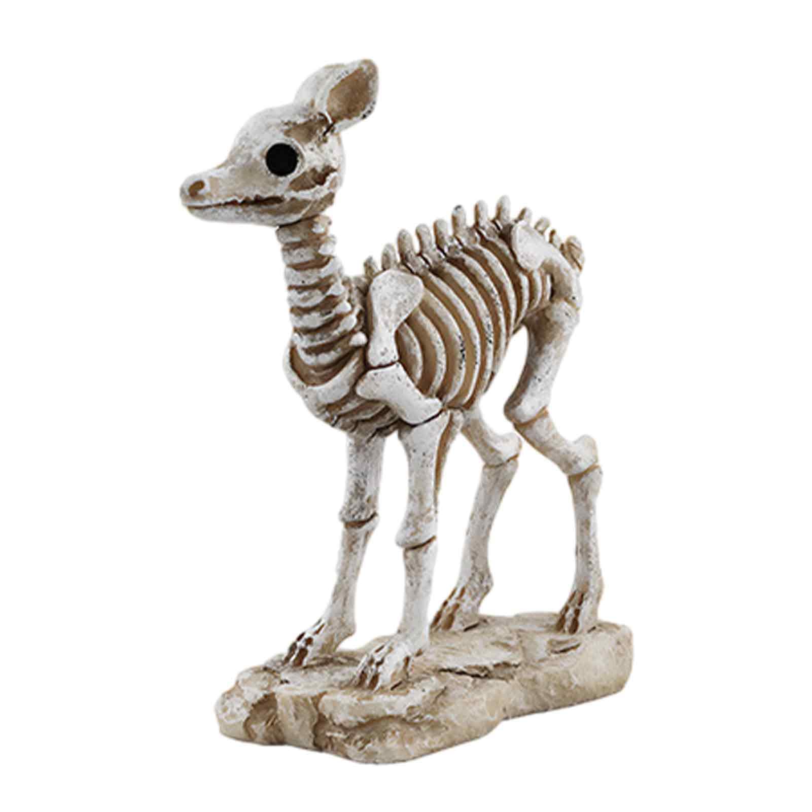pidodou Skeleton Animal Statue Spooky Deer Cat Duck Figurine Resin Halloween Table Centerpiece Outdoor Porch Decor Eerie Ornament Deer