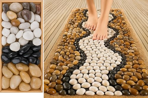 Guijarros naturales decorativos, 3-5 cm piedras mezcladas de alto pulidao, naturales para acuarios, macetas, paisajismo, bricolaje, decoración del hogar y jardín. (Color variado alto pulido, 5 Kg) - imagen 5