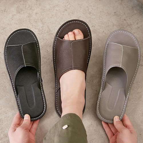 Men's Leather Sandals - Indoor/Outdoor Open-Toe Summer Slippers with Non-Slip Sole4