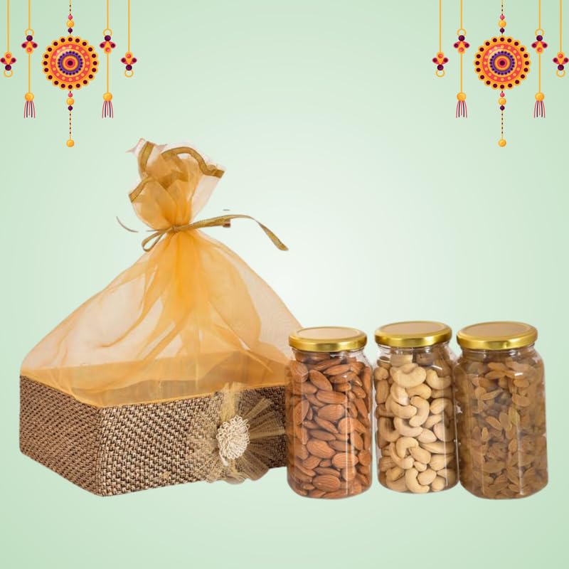 Image of NUTRI MIRACLE Rakhi Dry Fruits Hamper for Sibling | Gift Box for Brother & Family Bond