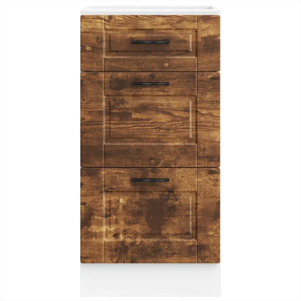 Küchenunterschrank Porto Räuchereiche, Holzwerkstoff, 40x46x81,5 cm, mit verstellbaren Füßen, ideal für Küche, Speisekammer Lagerung