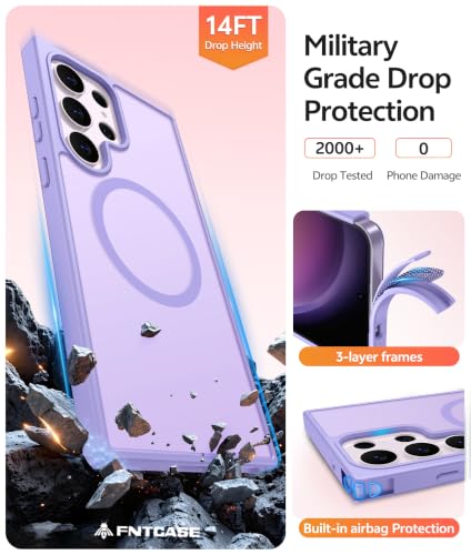 Image of FNTCASE for Samsung Galaxy S23 Ultra Case: [Fit for Magsafe] Magnetic Translucent Matte Anti-Fingerprint Cell Phone Cover Military Grade Shockproof Protective Case