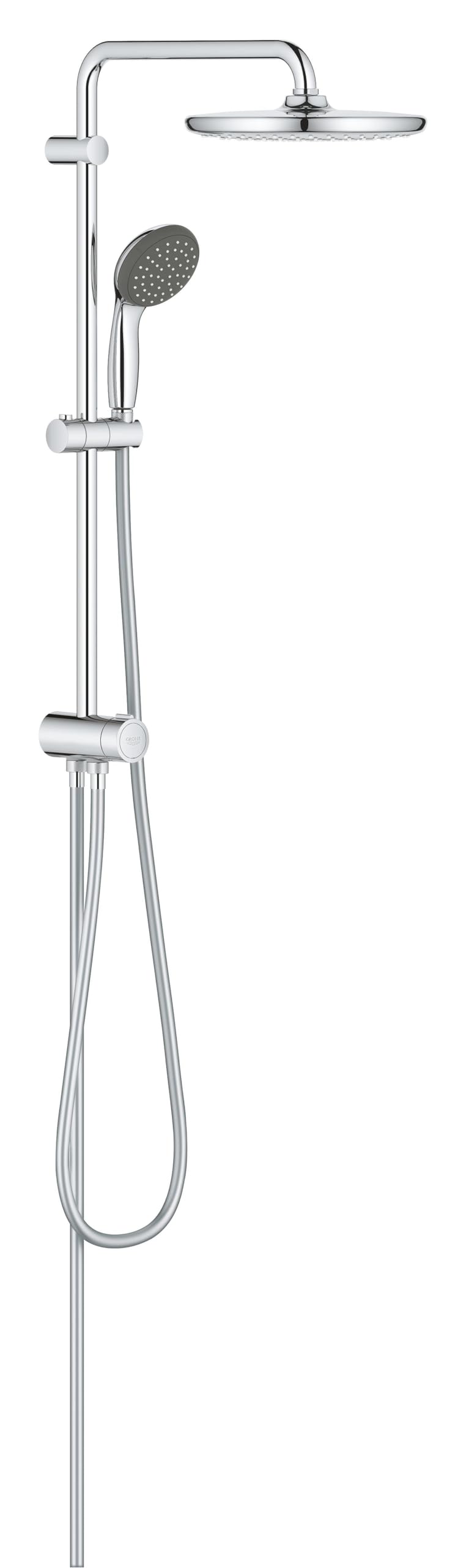 GROHE Vitalio Start 250 26817000 elastyczny system prysznicowy z przełącznikiem (okrągła 250 mm 2-słuchawkowa słuchawka natryskowa, słuchawka prysznicowa 100 mm, technologia oszczędzania wody, ramię