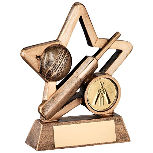 Bronze, Gold Resin Cricket Mini Star Trophy (1in Centre) 3.75in