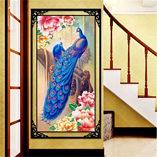 Peinture diamant strass cristal paon bleu 70x140cm broderie carrée haut de gamme