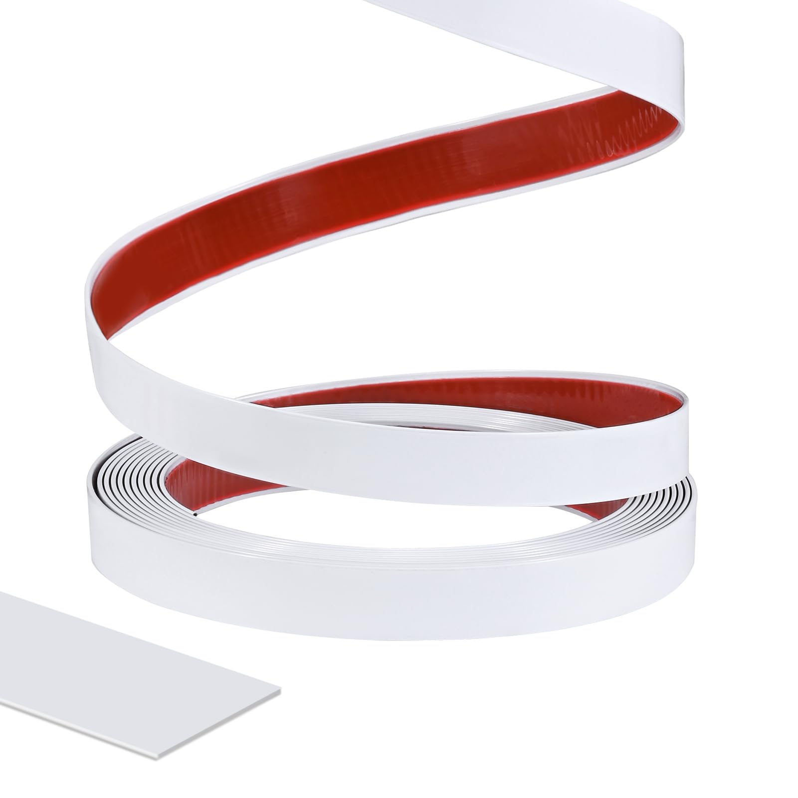 Jyvex 15M decorative molding​ self-adhesive, white flexible wall trim​ 2cm wide flexible self-adhesive PVC edge banding​ for walls, ceilings, floors, and cabinet tile edges ﻿