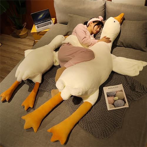 Weißes Gänse Plüschtier，Riesige Gans Plüschtiere Große Ente Puppe Weiches Kuscheltier Schlafkissen Kissen für Kinder und MädchenPlüsch Gans Kissen Puppe Geschenk für Fans Kinder (50 cm,Weiß)