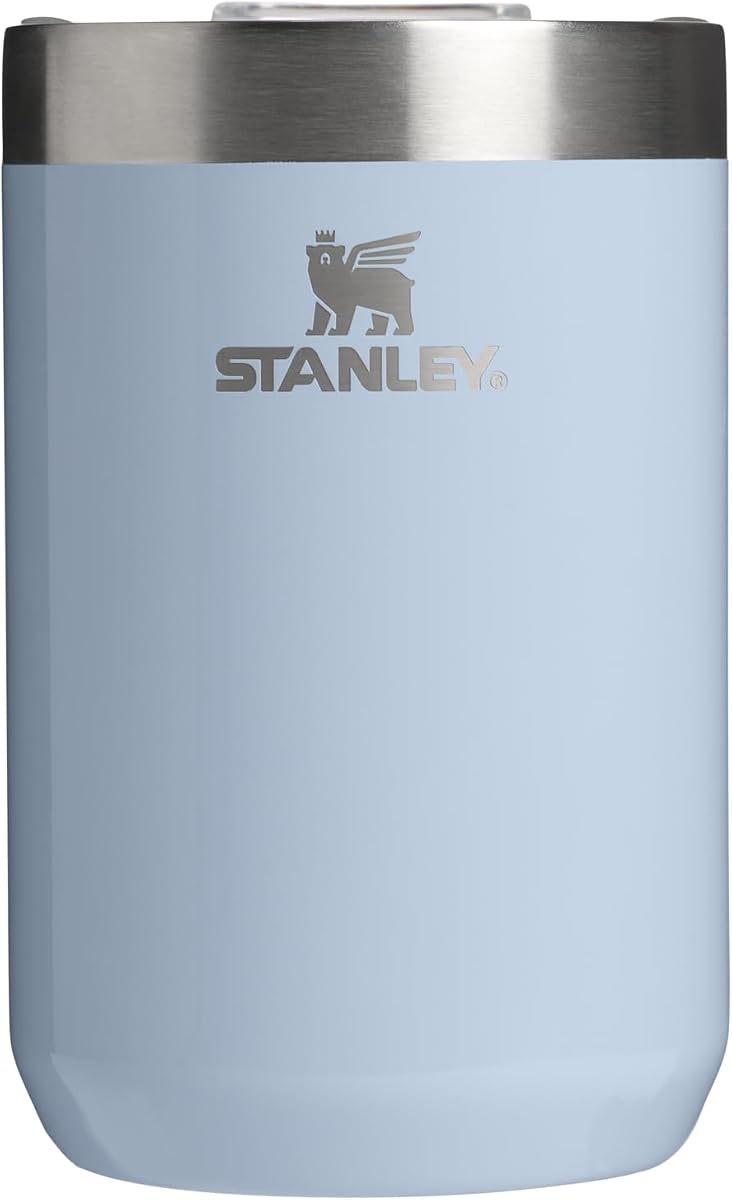 Taza de campamento diario 12 oz | Beber a través de la tapa | Taza para Café, Té y Bebidas | Acero inoxidable aislado | Sin BPA | Brillo de ensueño azul