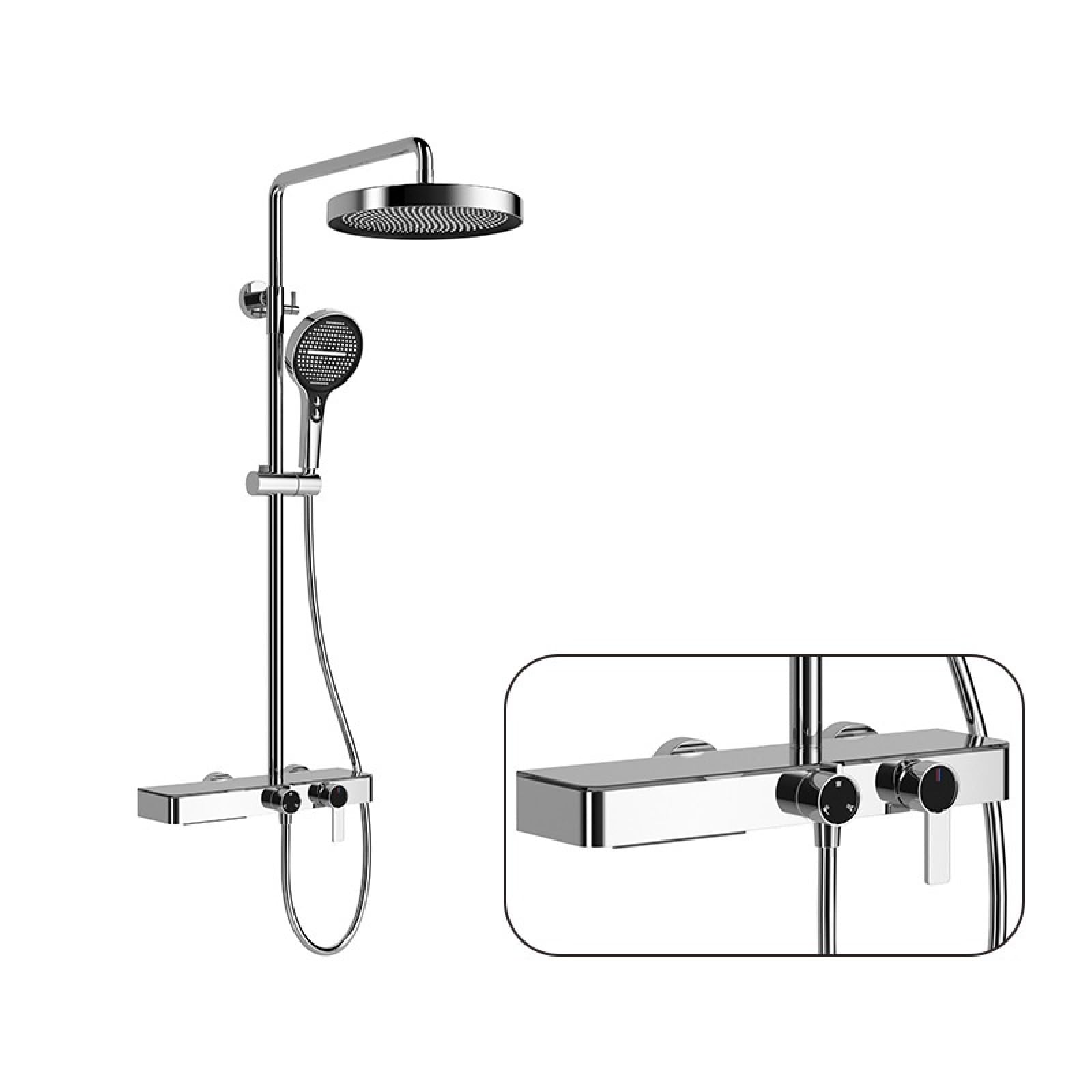 Fanjubei Three-Function Chrome Plating Bathroom All-Copper Multifunctional Hot And Cold Shower Set, Three-Function Chrome Plate
