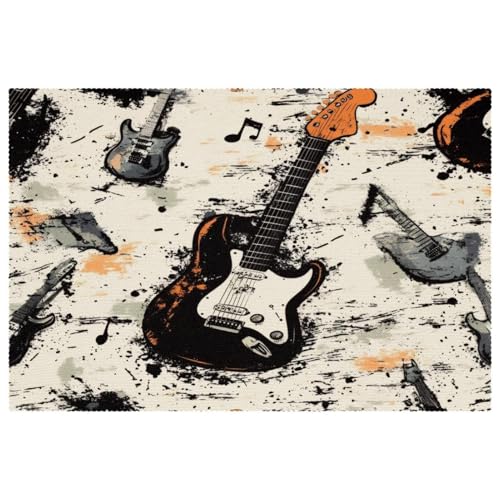 Sets de table Grunge Guitars 30,5x45,7cm rectangulaires pour table