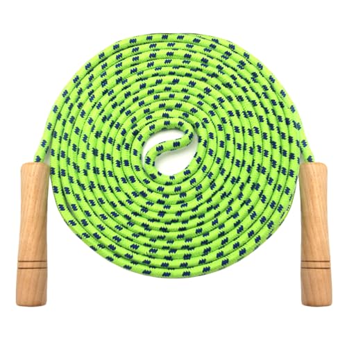 Homello 16 FT Double Dutch Jump Rope for Kids - Wooden Handle - Adjustable Cotton Braided Fitness Skipping Rope for Fitness, Outdoor Fun, School Sports, and Party Games