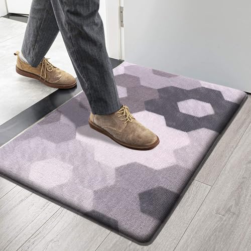 Image of Luxe Home Cuba PVC Door Mats Loop Utillity Anti Fatigue - Geometric - Cushioned, Non Slip, Washable - Indoor Outdoor Mats for Home, Kitchen, Garage More (51x99 cm)