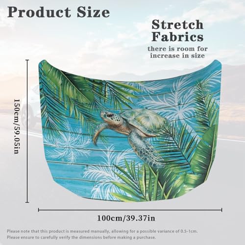 Image of Turtle Leaves Car Hood Cover Stretch Polyester Protector for Car Hood Removable Automotive Accessories for Most Automotive Sedans Trucks Pickup SUVs