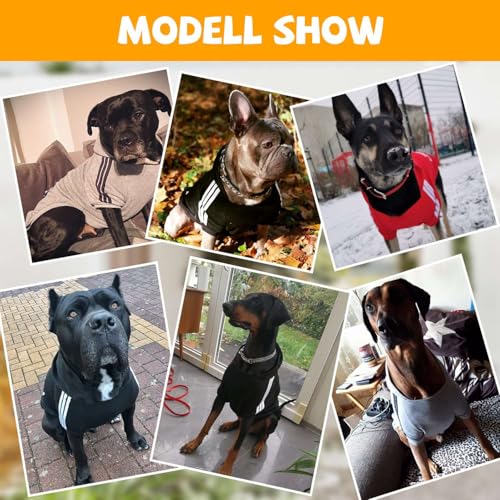 SOADKP Hunde Pullover Kapuzenpulli mit Fleece – Warme Hoodies & Mantel für Mittelgroße Hunde (Schwarz+Rot/5XL)