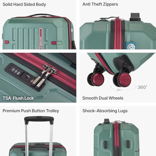 Image of uppercase Hexa Small Solid Trolley Bag with TSA Lock, Durable for Travel, RCS Certified for Sustainability, Anti-Theft Zippers and Double Wheels, Suitcase for Men & Women
