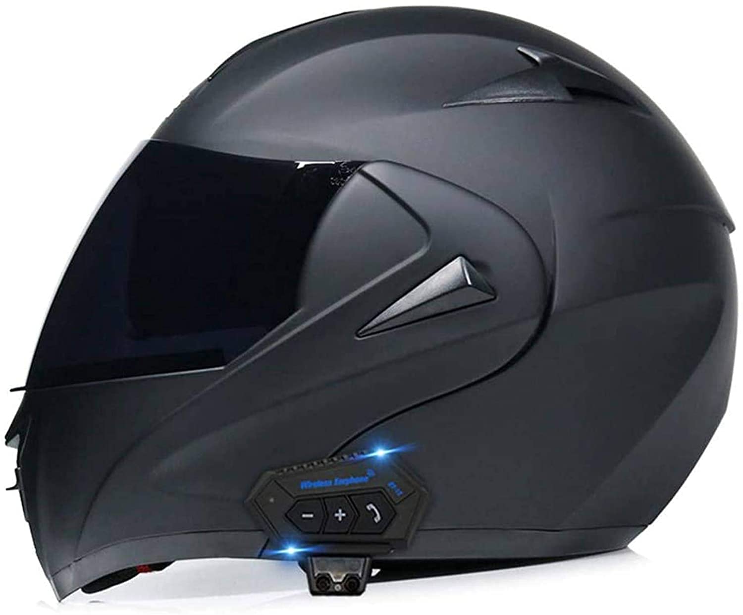 WANGFENG Full Face Motorcycle Helmet, Bluetooth Integrated Modular Helmet Built-in Mp3 FM Broadcast Dual Sun Visor Flip Up Helmet DOT/ECE Certified for Youth Men and Women