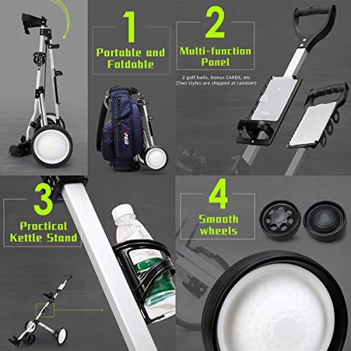 Jaffick Golf Pull Cart Wheel Folding Push Cart Trolley for Golf Club Bag - Thumbnail 2