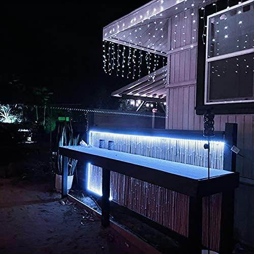 Abkshine Solar Powered LED Strip Lights,6M 180 LED Bright White Solar Balcony Lights,Waterproof Outdoor Garden Lights for Christmas Terrace, Balcony, Pool Stairs, Chicken Coop, Pergola, Golf Cart