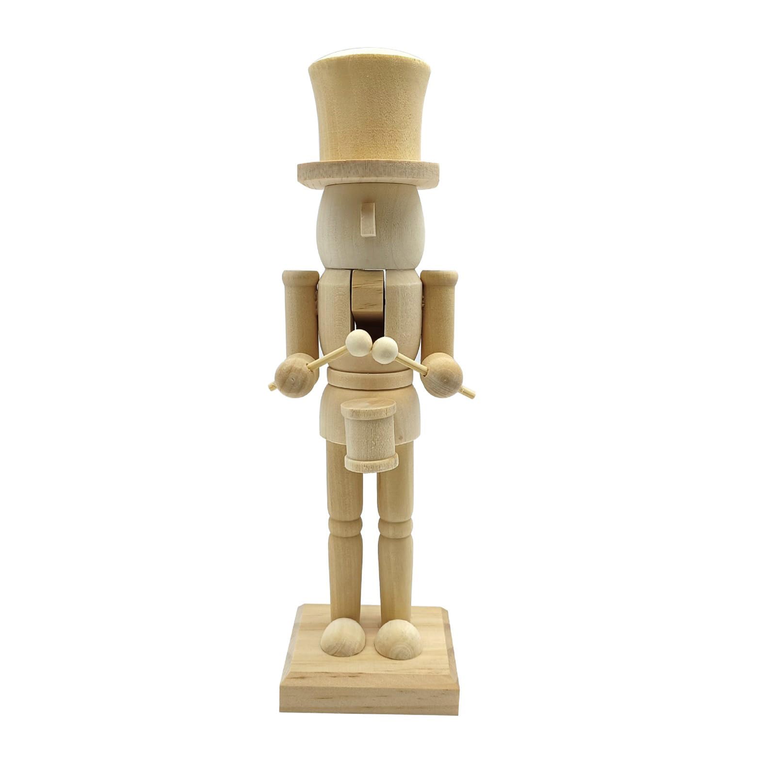 hogtnd Christmas Wooden Nutcracker for Self-Painting, Crafts, Wooden Doll, King, Soldier, Unfinished Nutcracker, Table Decoration, Christmas Wooden Doll Figure Decoration