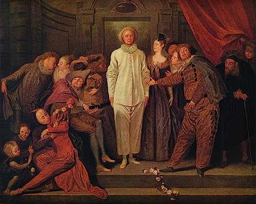 Toile Jean Antoine Watteau Comédiens italiens 60x90cm pour décoration salon