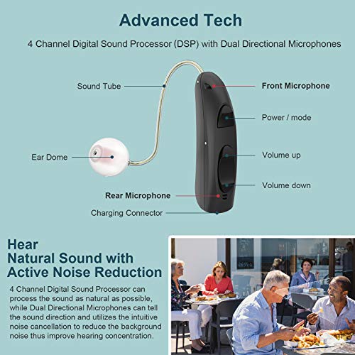 Vivtone Ric02 Professional Rechargeable Hearing Aid For Seniors Adults, Receiver-In-Canal (Ric) For Most Natural Sound Gain, Dual Mics For Noise Cancelling Digital Devices, Pair (Ric02-D) #TOP3