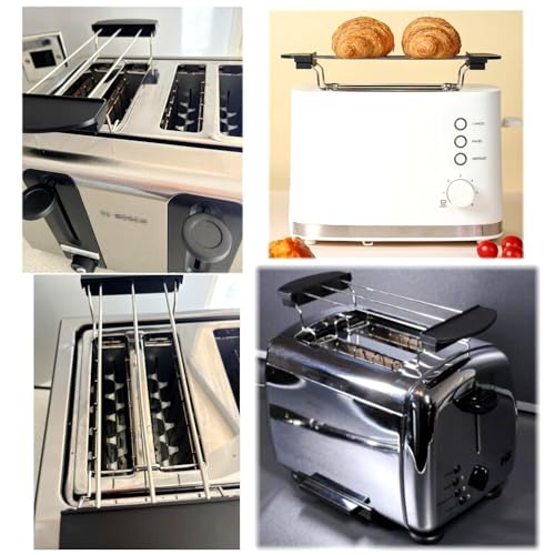 JZK Grille-pain 2 fentes chauffante grille chauffe-croissants grille chauffe-petits pains pliable support à chignon pour toast grille à toast accessoire pour pain grillé toaster – Image 5