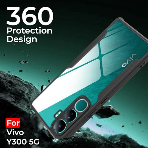 Image of A rtistque Clear Hard Transparent Acrylic Armor Anti-Drop Shockproof TPU Edge Back Cover Case for Vivo Y300 - Black