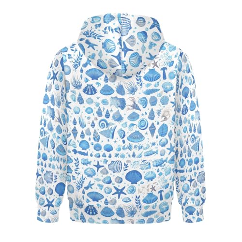 KLL Shells Ocean Waves Beach Starfish Boys Girls Sweatshirt Crewneck Cool Hoodie Clothes Kangaroo Pocket2