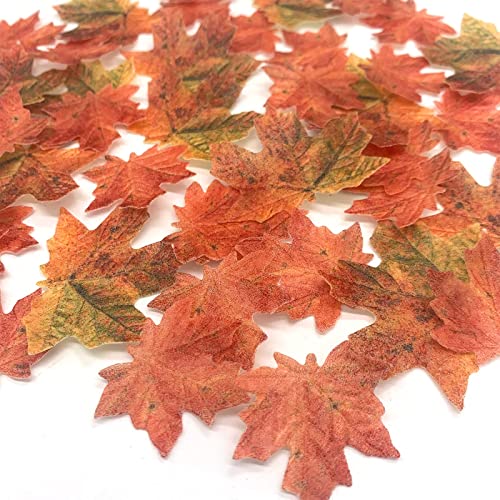 Weraru 90 Pcs Edible Fall Leaves Gold Leaf Cupcake Toppers, For Your Party Cake Toppers Decoration #TOP4