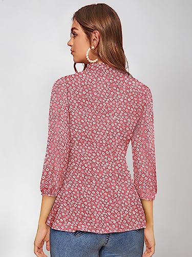 Image of KERI PERRY Women's Peach Rayon Floral Straight Western Top | Summer Top | Western Top | Top for Women | Women Top | Trendy Women Top