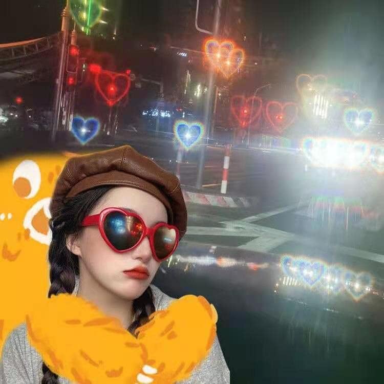 Heart Sunglasses for Women Men Valentine's Day Festival Party Rave Light Changing Heart Effect Diffraction Glasses3