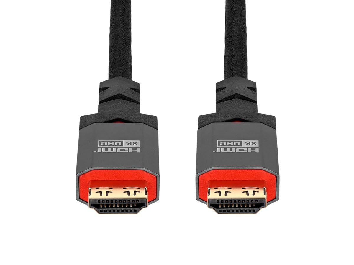 Monoprice Cable HDMI de ultra alta velocidad certificado 8K, 20 pies, negro, trenzado, HDMI 2.1, 8K a 60Hz, 4K a 120Hz, 48Gbps, HDR, VRR, CL3 en pared