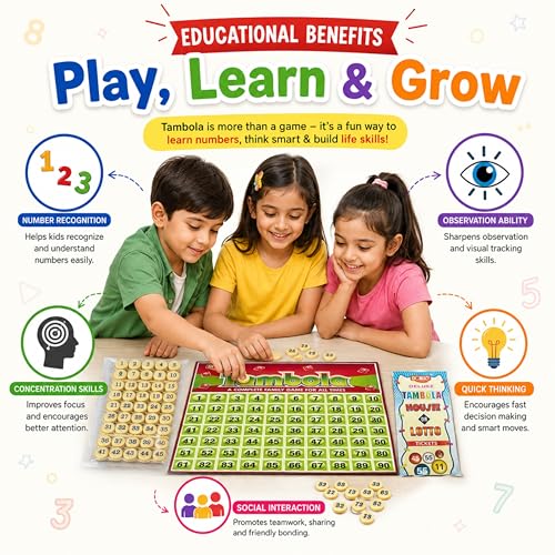 Image of Deluxe Tambola Game Set with 600 Tambola Tickets & Housie Tickets Booklet | Housie Game Set with Tickets | Bingo Game | Board Games for Kids & Adults | Indoor Games for Adults at Home | Ages 5+ Family