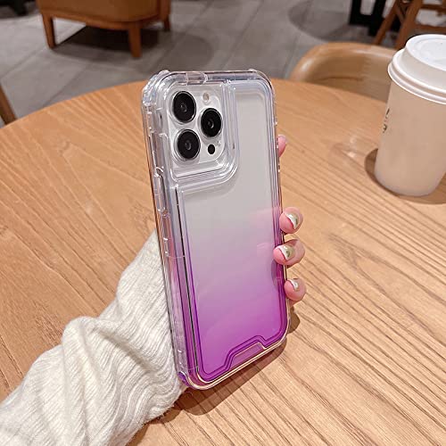 Coque Antichoc 3N1 Robuste pour iPhone 14 avec Dégradé Transparent Violet