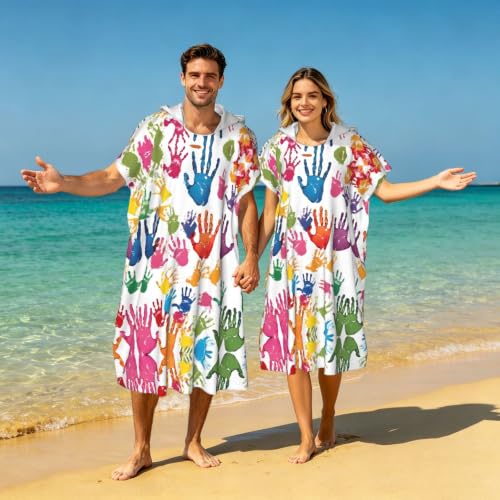 Poncho à langer imprimé en microfibre avec capuche serviette de bain surf - 7