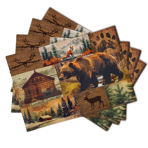 Rustic-Lodge-Placemats-Set-of-412×18-Inch-Bear-Deer-Fox-Cabin-Country-Brown-Black-Table-Mats-Heat-Resistant-Non-Slip-Place-Mat-Kitchen-Dining-Room-Party-Decor-Indoor-Outdoor Rustic Lodge Placemats Set of 412×18 Inch Bear Deer Fox Cabin Country Brown Black Table Mats Heat Resistant Non Slip Place Mat Kitchen Dining Room Party Decor Indoor Outdoor