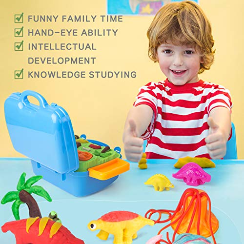 Jar Melo Dinosaur Modeling Clay Kit, 20 Pieces Magic Dough,Non-Toxic Dinosaur Dough Figures Toys for Kids