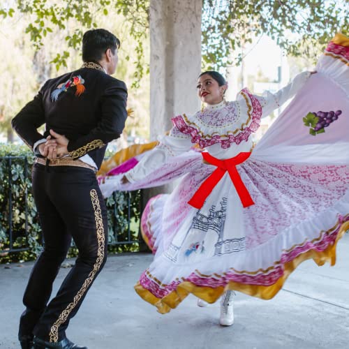 Needzo Traditional Mexican Sash Belts, Red, White, and Green Sashes, Fabric Belt for Mariachi Dresses for Women, Set of 3, 62 Inches4