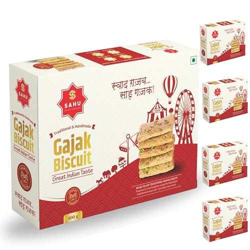 Image of SAHU GAJAK BHANDAR Khasta Gajjak 1600 g| Pack of 4 x 400 g