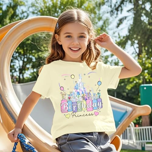 Image of Birthday Girl Shirt Kids Birthday Princess T-Shirt Toddler Girls Birthday Party Tee Cute Birthday Family Tee Tops