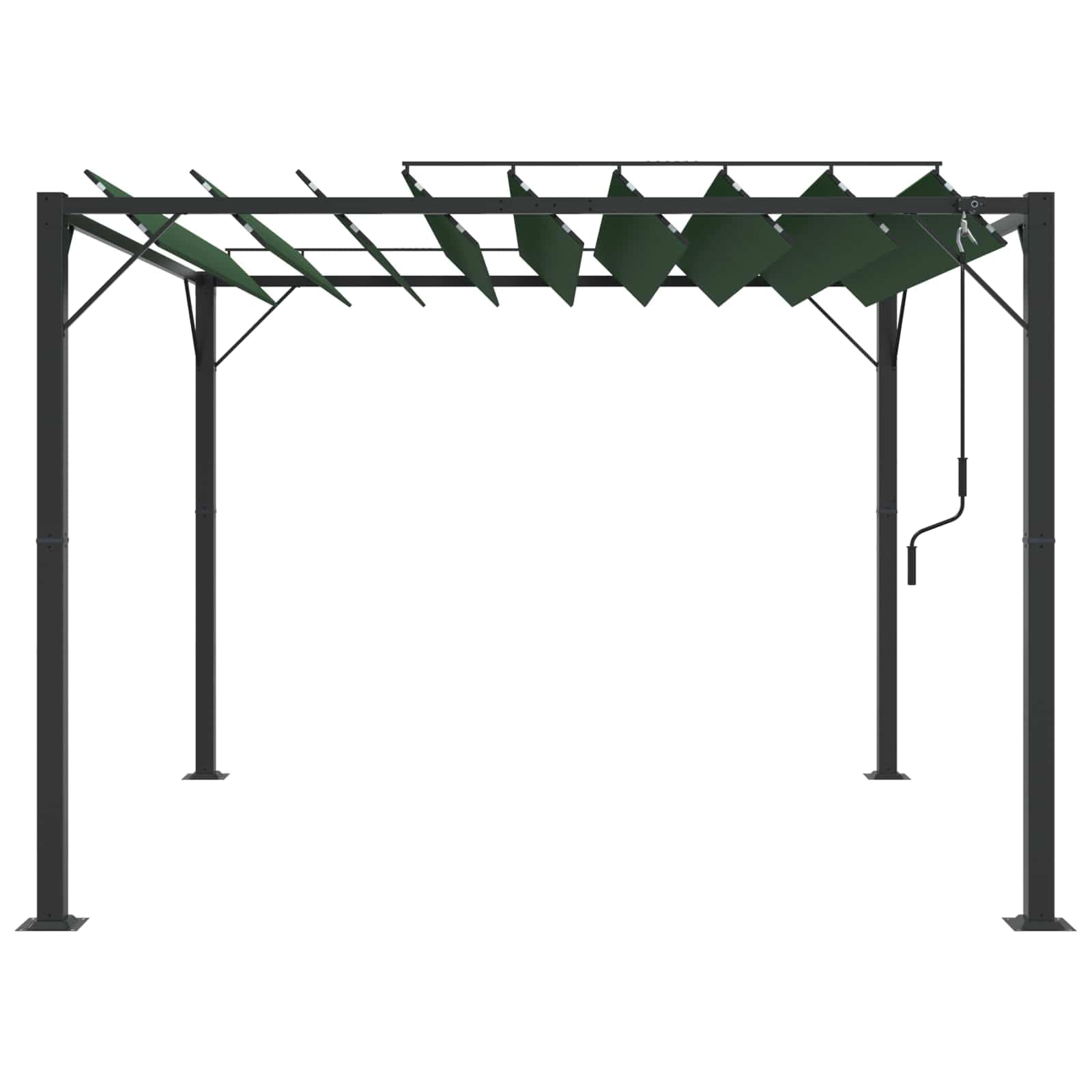 Gazebo z regulowanym dachem lamelowym, aluminiowa rama, 3 x 3 x 2,14 m, zielona, wodoszczelny poliester, idealna jako namiot ogrodowy, pergola, ochrona przed słońcem na taras, imprezę