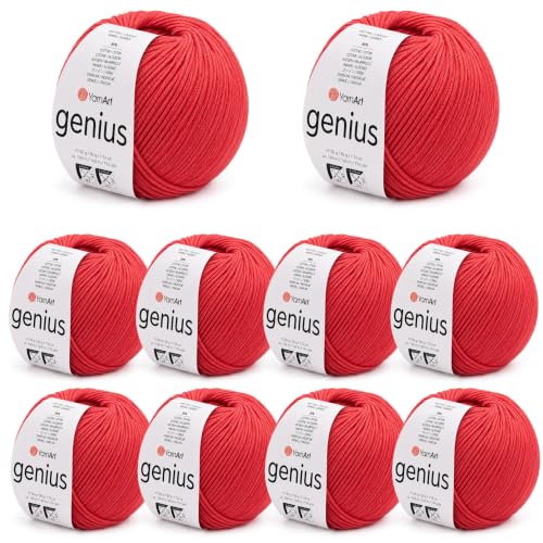Image of YarnArt Genius Soft Cotton Blend Yarn, 10 Pack (1.76 oz / 174 Yds)