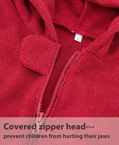 Image of MissShorthair Hooded Towel Robe for Kid, Zipper Beach Cover Up, Swim Changing Robe for Boy, Girls Bath Towelling Poncho