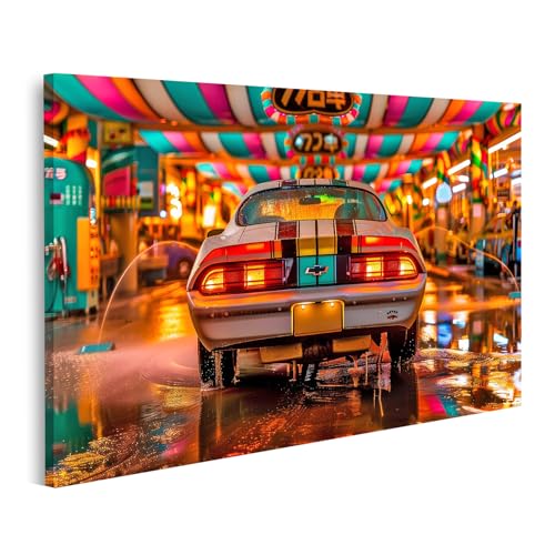 Tableau voiture ruelle coloree pluvieuse islandburner deco salon et garage