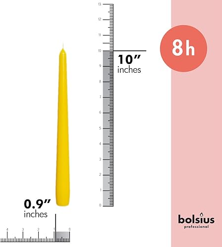 Miniatura 2 de BOLSIUS Velas cónicas amarillas, paquete de 12 velas envueltas individualmente, sin perfume, de 10 pulgadas, 8 horas de combustión, calidad europea