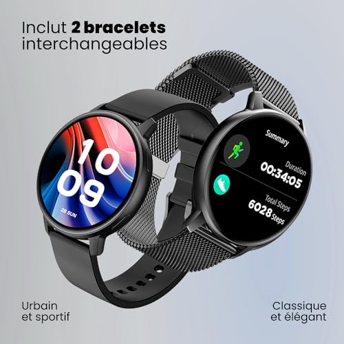 SPC Smartee Duo Classic – Smartwatch Montre Intelligente Noire avec Bracelet métallique Interchangeable, écran AMOLED 1,43”, appels Bluetooth, 8 Jours de Batterie, 100 Sports, IP68 – Image 3