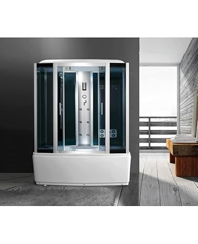 Mitepek Cabina Doccia Idromassaggio con Vasca 150x88cm Argento Satinato