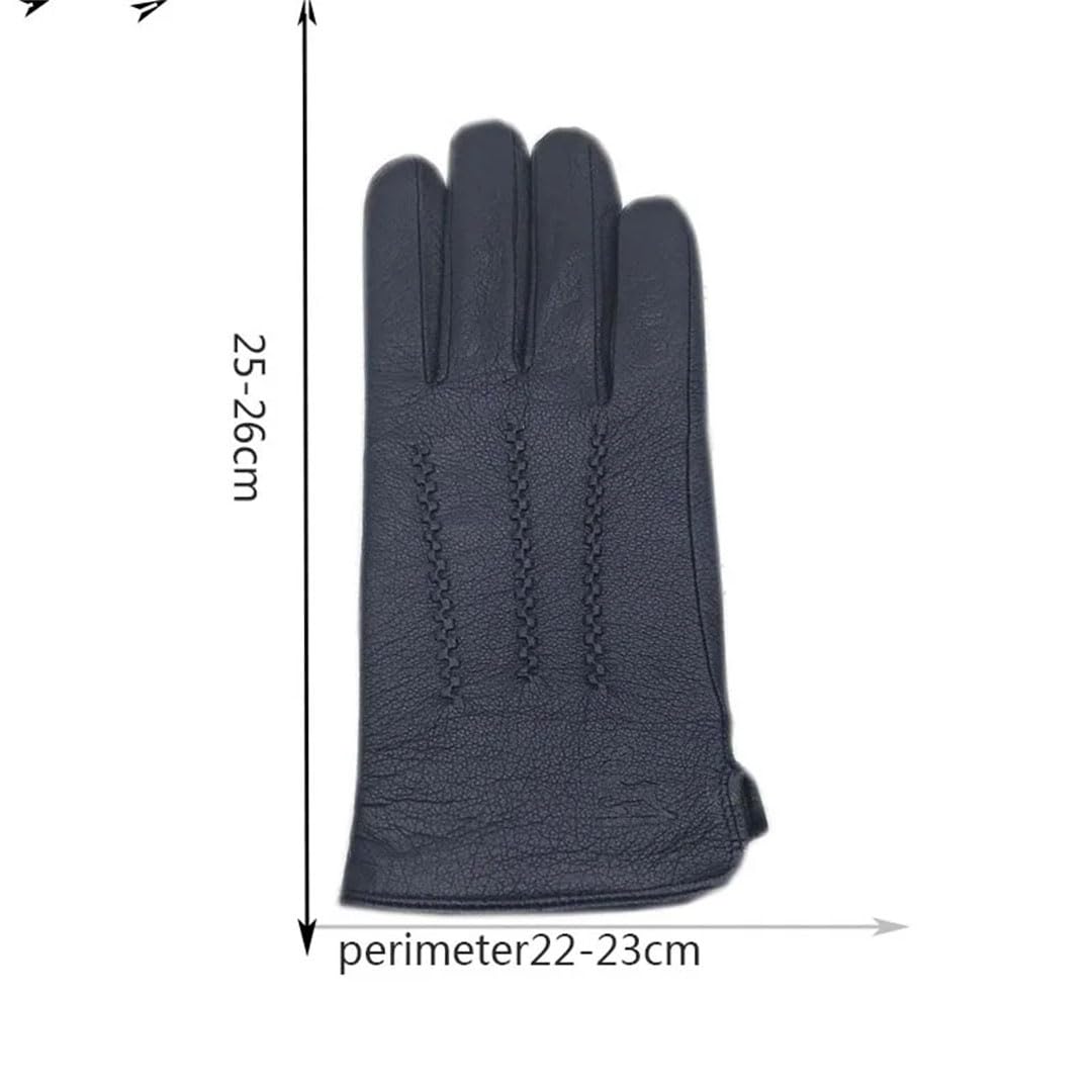 Guanti invernali da uomo in pelle di daino da donna Guanti da polso in vera pelle di daino Fodera in lana Macchina da cucire Caldo Guida Equitazione Col Nero 11, Nero , 45,5 EU
